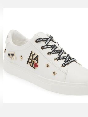 Karl Lagerfeld White Sneakers with Gold Accents